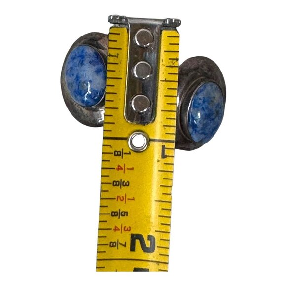 Vintage QT Carolyn Pollack Sterling Silver Blue Gemstone Southwest Earrings - Picture 5 of 6